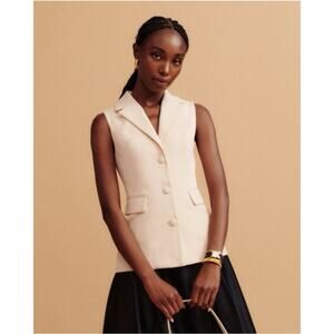 Reformation Billie Vest Oyster Cream Career Office Workwear Girlboss Size XL